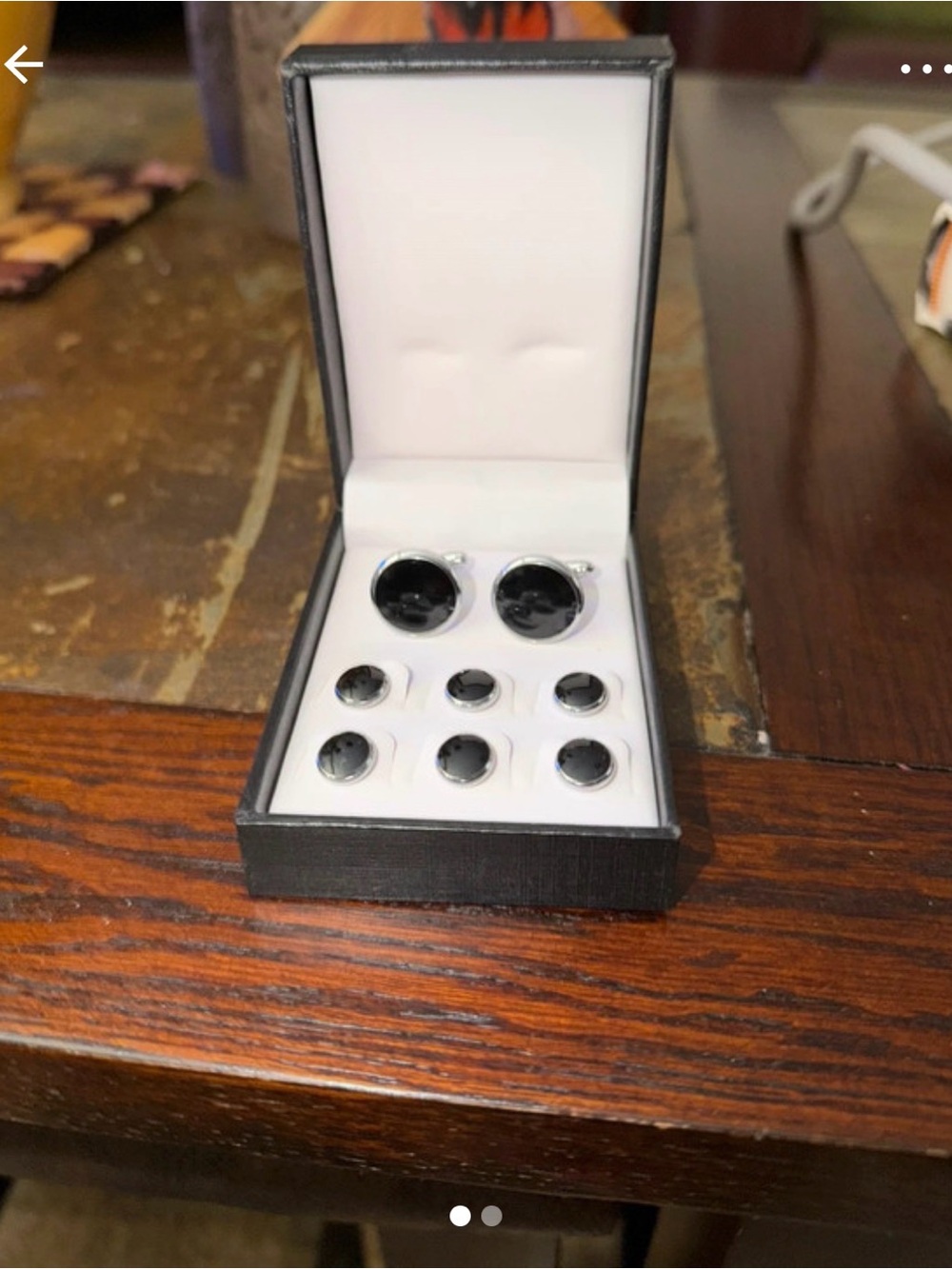 Men's Black Cufflinks and Shirt Stud Set - Classic Formal Accessories